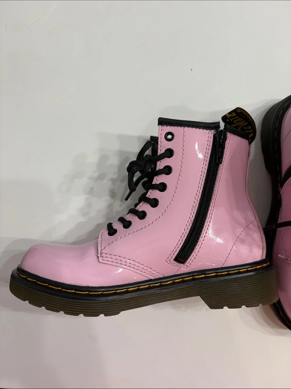 Dr. Martens Pink Patent Lace-Up Kids Boots Size 1